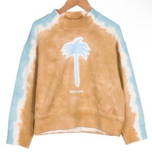 Palm Angels Tie Dye Beige Light Blue Sweatshirt Girls Boys 8 Medium